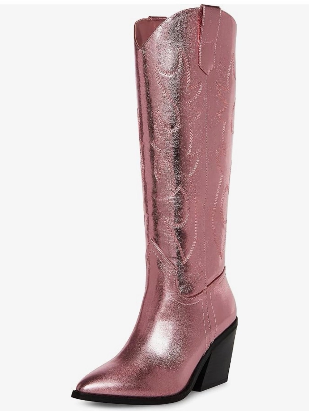 Madden Girl Metallic Rose Knee-High Western Block Heel Boots